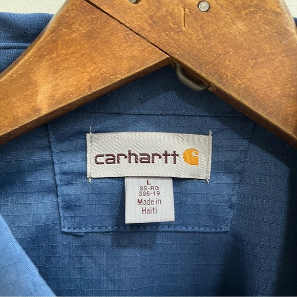Carhartt Rugged Flex Short Sleeve Work Shirt Ripstop Button Up Mens Size Large - Picture 7 of 9